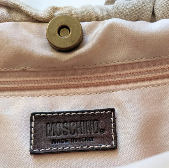 Vintage Moschino Structured Canvas and Leather Tote Bag - Picture 3 of 15